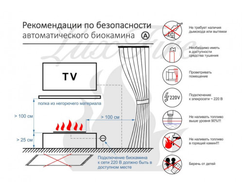 Автоматический биокамин Lux Fire Smart Flame 600 RC